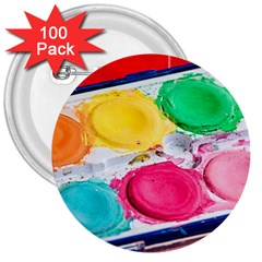 Palette Brush Paint Box Color 3  Buttons (100 Pack)  by Celenk