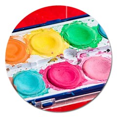 Palette Brush Paint Box Color Magnet 5  (round) by Celenk