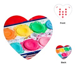 Palette Brush Paint Box Color Playing Cards (heart)  by Celenk