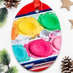 Palette Brush Paint Box Color Oval Ornament (two Sides) by Celenk