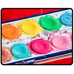 Palette Brush Paint Box Color Double Sided Fleece Blanket (medium)  by Celenk