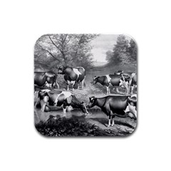 Holstein Fresian Cows Fresian Cows Rubber Square Coaster (4 Pack)  by Celenk