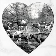 Holstein Fresian Cows Fresian Cows Jigsaw Puzzle (heart) by Celenk