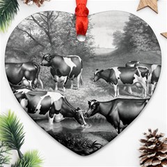 Holstein Fresian Cows Fresian Cows Heart Ornament (two Sides) by Celenk