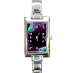 Fractals Spirals Black Colorful Rectangle Italian Charm Watch by Celenk