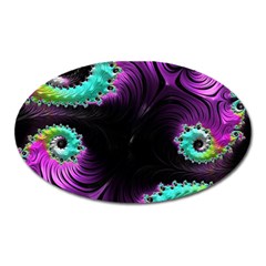 Fractals Spirals Black Colorful Oval Magnet by Celenk