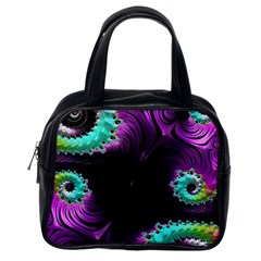 Fractals Spirals Black Colorful Classic Handbags (one Side) by Celenk