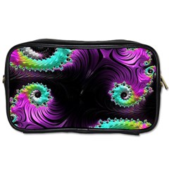 Fractals Spirals Black Colorful Toiletries Bags 2-side by Celenk