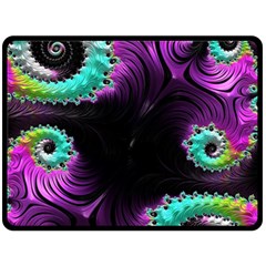 Fractals Spirals Black Colorful Fleece Blanket (large)  by Celenk