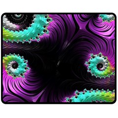 Fractals Spirals Black Colorful Fleece Blanket (medium)  by Celenk