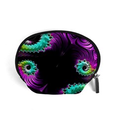 Fractals Spirals Black Colorful Accessory Pouches (small)  by Celenk