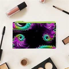 Fractals Spirals Black Colorful Cosmetic Bag (xs) by Celenk