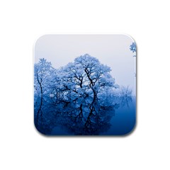 Nature Inspiration Trees Blue Rubber Square Coaster (4 Pack)  by Celenk