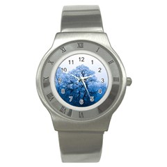 Nature Inspiration Trees Blue Stainless Steel Watch