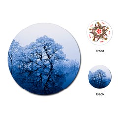 Nature Inspiration Trees Blue Playing Cards (round)  by Celenk