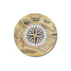 Map Vintage Nautical Collage Magnet 3  (round) by Celenk