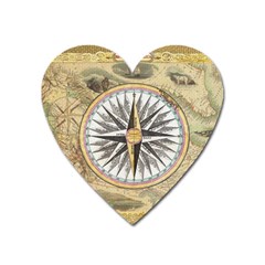 Map Vintage Nautical Collage Heart Magnet by Celenk