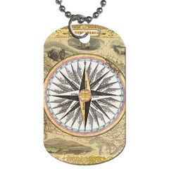 Map Vintage Nautical Collage Dog Tag (one Side) by Celenk