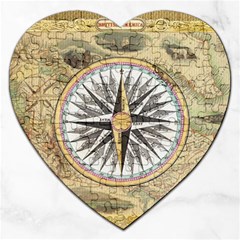 Map Vintage Nautical Collage Jigsaw Puzzle (heart) by Celenk