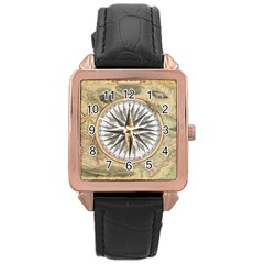 Map Vintage Nautical Collage Rose Gold Leather Watch  by Celenk