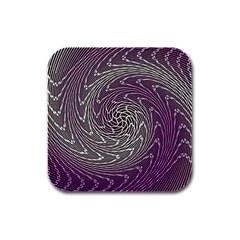 Graphic Abstract Lines Wave Art Rubber Square Coaster (4 Pack)  by Celenk