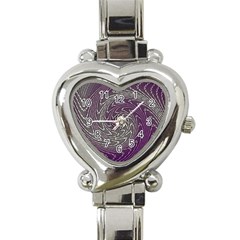 Graphic Abstract Lines Wave Art Heart Italian Charm Watch by Celenk