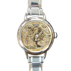 Map Compass Nautical Vintage Round Italian Charm Watch by Celenk