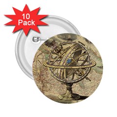 Map Compass Nautical Vintage 2 25  Buttons (10 Pack)  by Celenk