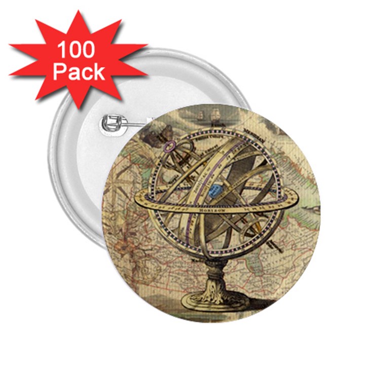 Map Compass Nautical Vintage 2.25  Buttons (100 pack) 