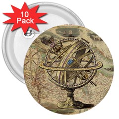 Map Compass Nautical Vintage 3  Buttons (10 Pack)  by Celenk