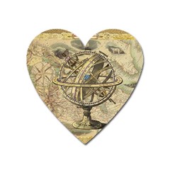 Map Compass Nautical Vintage Heart Magnet by Celenk