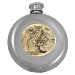 Map Compass Nautical Vintage Round Hip Flask (5 Oz) by Celenk