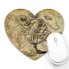 Map Compass Nautical Vintage Heart Mousepads by Celenk