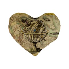 Map Compass Nautical Vintage Standard 16  Premium Heart Shape Cushions by Celenk