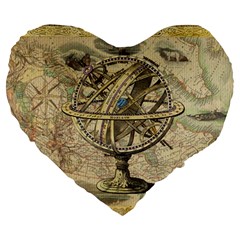 Map Compass Nautical Vintage Large 19  Premium Heart Shape Cushions by Celenk