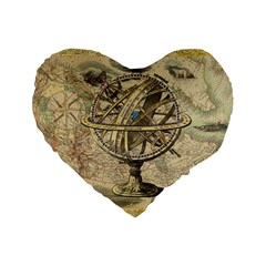 Map Compass Nautical Vintage Standard 16  Premium Flano Heart Shape Cushions by Celenk