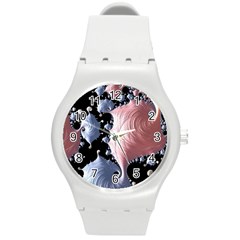 Fractal Art Design Fantasy Science Round Plastic Sport Watch (m) by Celenk