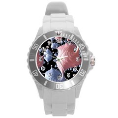 Fractal Art Design Fantasy Science Round Plastic Sport Watch (l) by Celenk