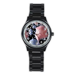 Fractal Art Design Fantasy Science Stainless Steel Round Watch by Celenk