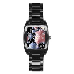 Fractal Art Design Fantasy Science Stainless Steel Barrel Watch by Celenk