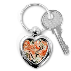 Marble Texture White Pattern Key Chains (heart)  by Celenk