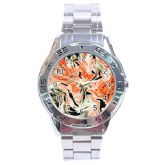 Marble Texture White Pattern Stainless Steel Analogue Watch by Celenk