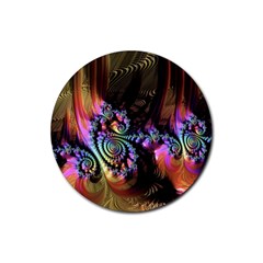 Fractal Colorful Background Rubber Coaster (round)  by Celenk