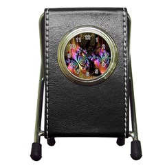 Fractal Colorful Background Pen Holder Desk Clocks by Celenk