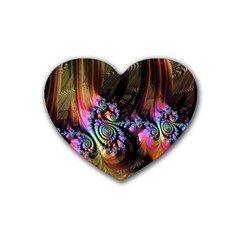 Fractal Colorful Background Rubber Coaster (heart)  by Celenk