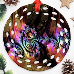 Fractal Colorful Background Round Filigree Ornament (two Sides)