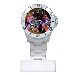 Fractal Colorful Background Plastic Nurses Watch by Celenk