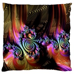 Fractal Colorful Background Large Flano Cushion Case (two Sides) by Celenk