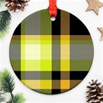 Tartan Abstract Background Pattern Textile 5 Ornament (Round) Front