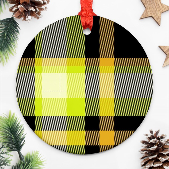 Tartan Abstract Background Pattern Textile 5 Ornament (Round)